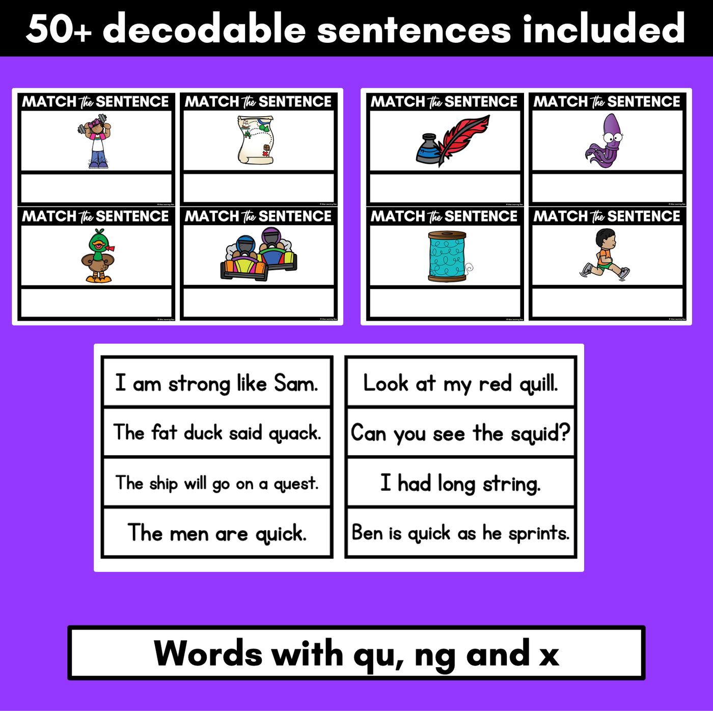 QU NG X Decodable Sentences - Read and Match