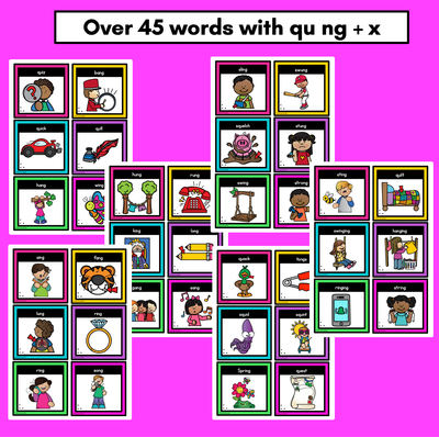 QU NG X Consonant Digraph Word Building Cards