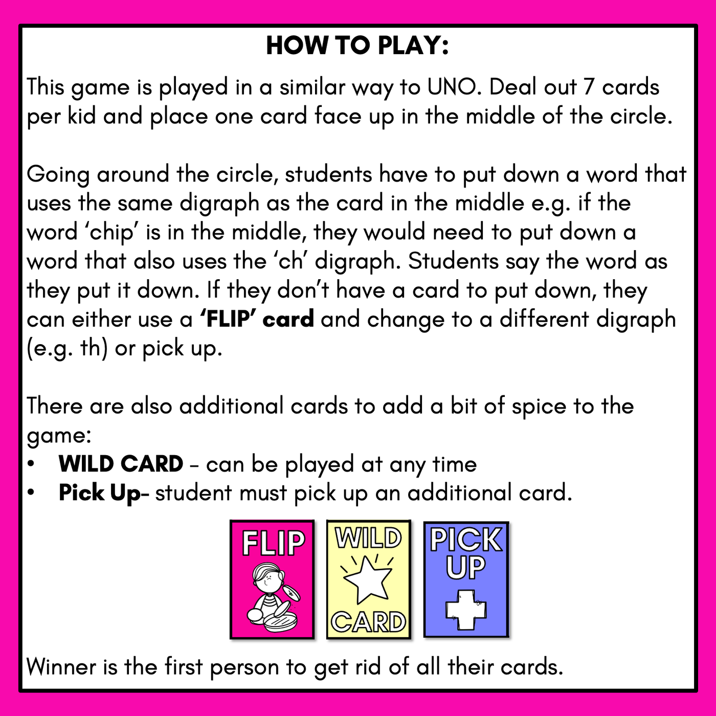 CH SH TH WH Card Game - Phonics Flip for Consonant Digraphs