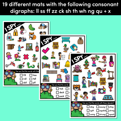 I SPY for CONSONANT DIGRAPH WORDS | Phonics Templates