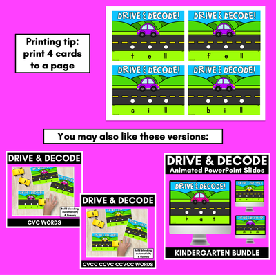 Blending Consonant Digraph Words with Cars - Drive & Decode