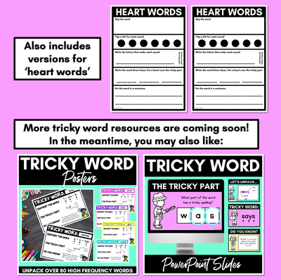 Tricky Word Mapping Templates - Orthographic Mapping for Heart Words
