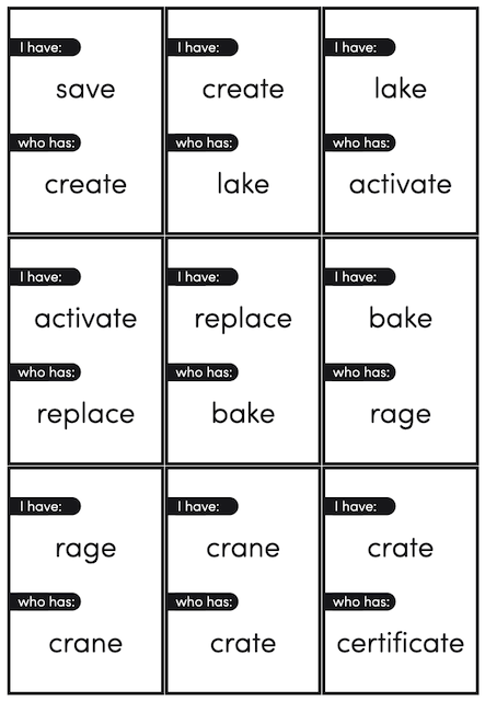 Representation of I Have, Who Has?