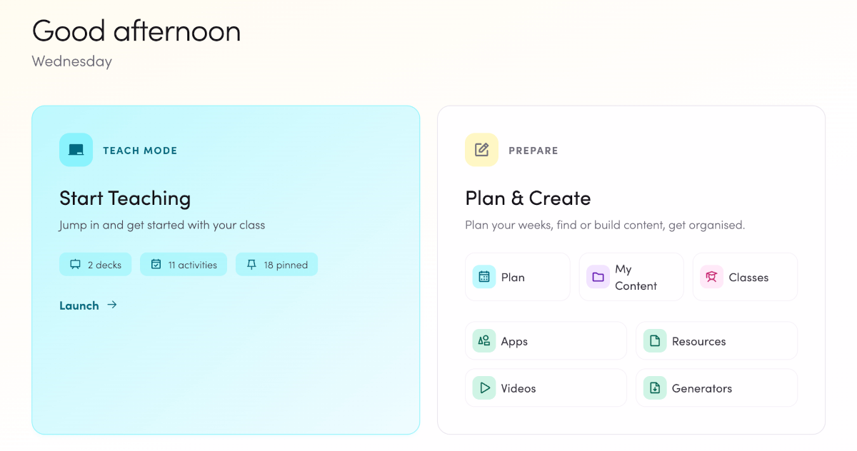 The Hive dashboard showing all teaching tools in one place